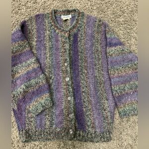Doncaster Multicolor Wool and Mohair Blend Sweater/ Cardigan